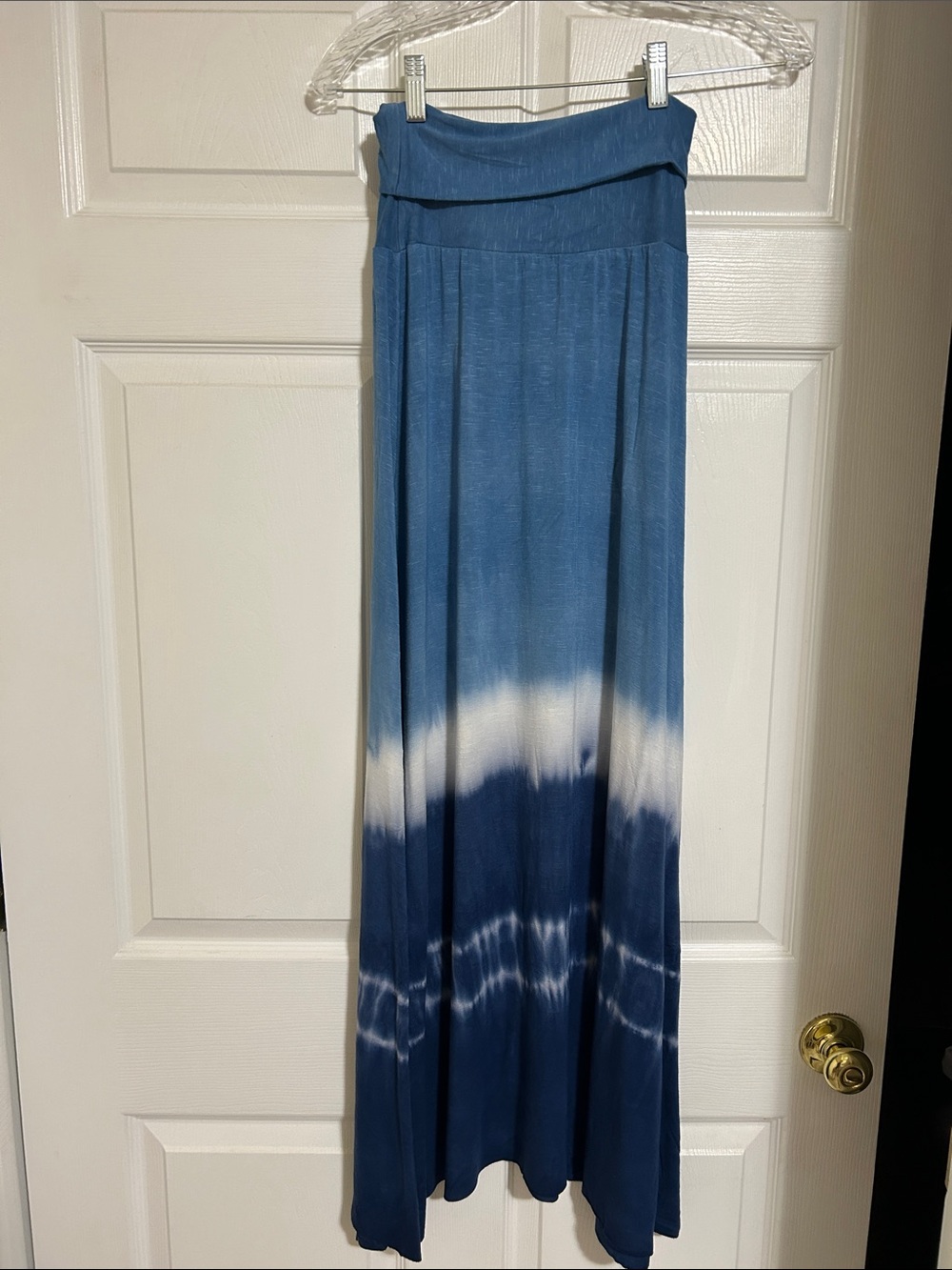 Lucky Brand Blue Ombre Tie-Dye Maxi Skirt with White Band